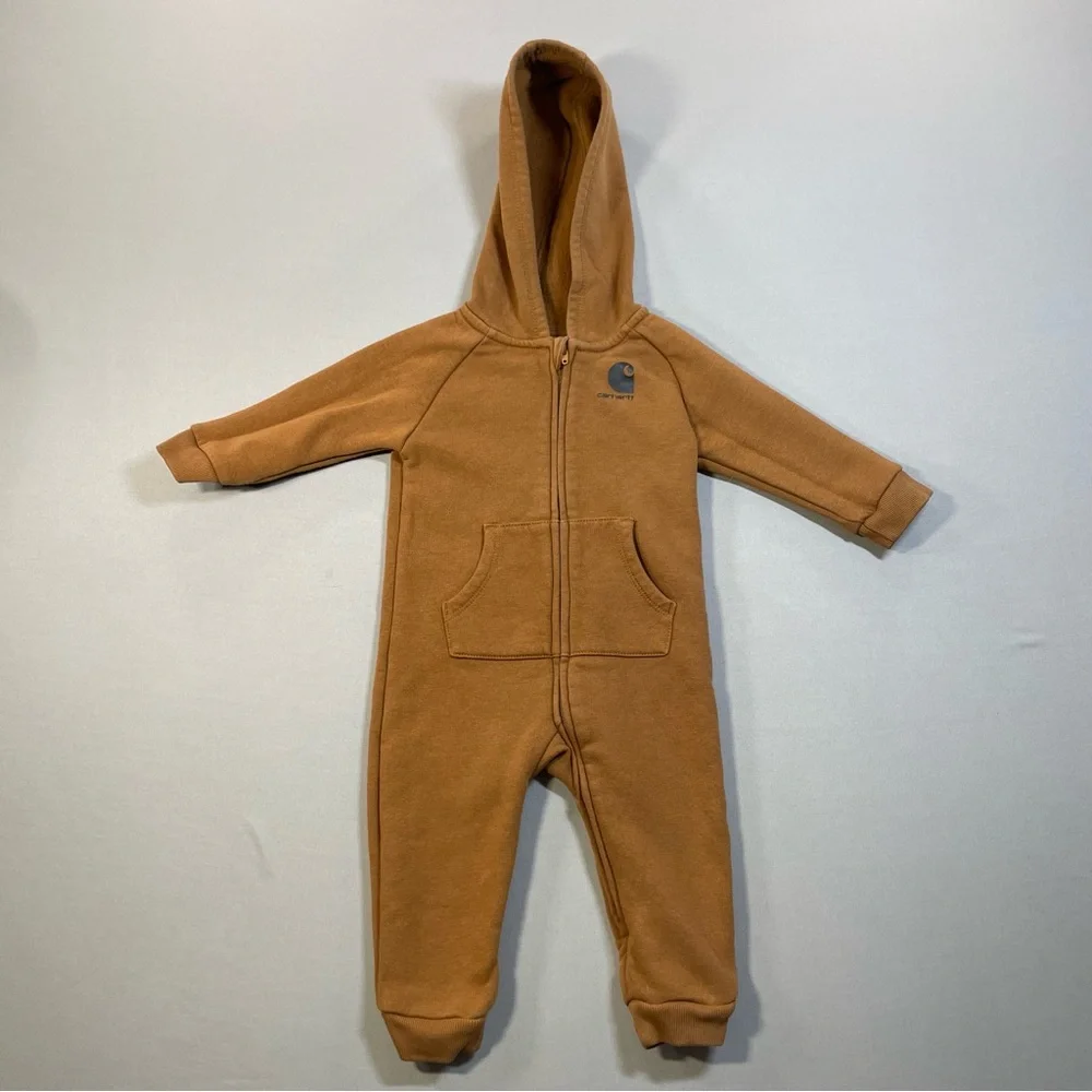 Carhartt Infant Fleece Zip Front Long Sleeve Coverall, Attached Hood - 9 Months